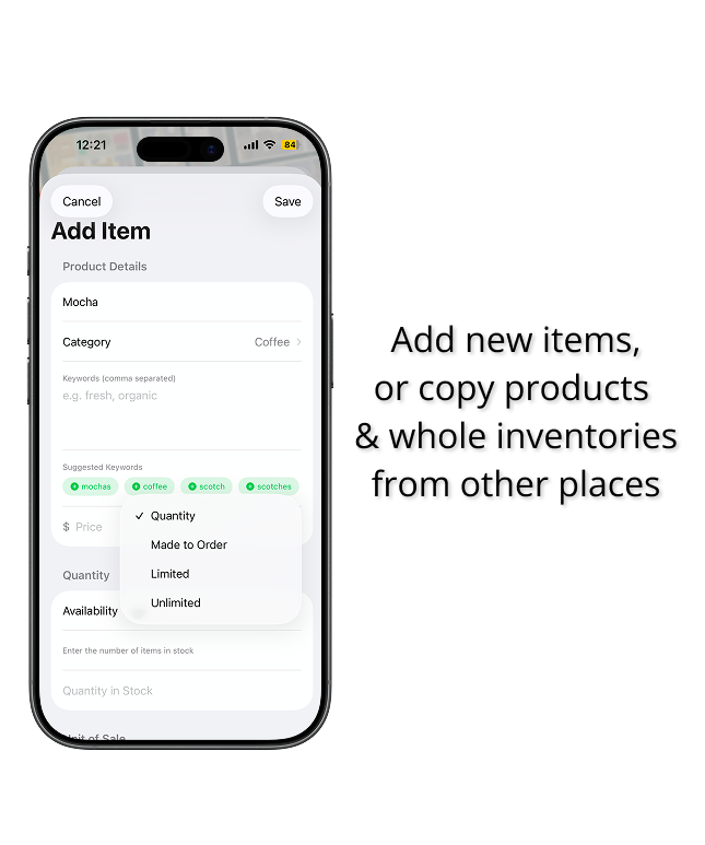 Adding a new product form